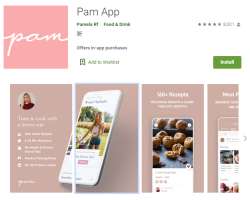 She has launched his PAM APP where she offers food, recipes, and workouts.